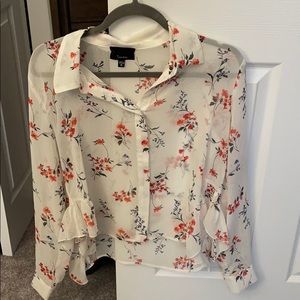 White Flowered Blouse